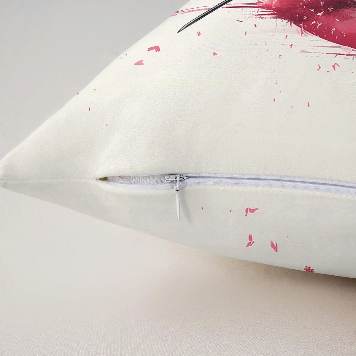 Erosebridal Japanese Style Throw Pillow Cover Japanese Anime Samurai Pillow Cover 18X18 Cherry Blossom Red Sun Cushion Cover Ink Painting Apanese Ukiyoe Decorative Pillow Cover
