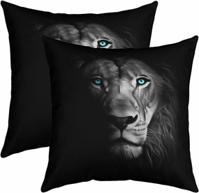 Erosebridal Lion Cushion Cases 24x24 Inch Set of 2,Western Animals Pillow Covers for Kids Big Cat Wildlife Throw Pillow Covers,Safari Wild Animals Pillow Inserts Not Included Room Decor,Black Grey