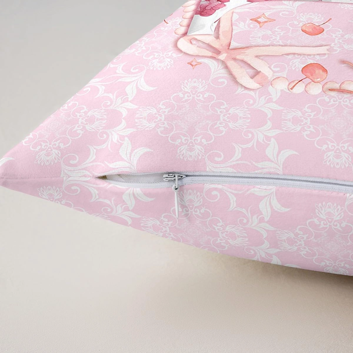 Erosebridal Teen Girl Coquette Bow Pillow Covers Set of 2 Fantasy Pink Initial Bow Throw Pillow Covers Monogram N Room Decor with Chic Floral Girly Rose Flower Bowknot Cushion Cases,22x22 Inch(N)