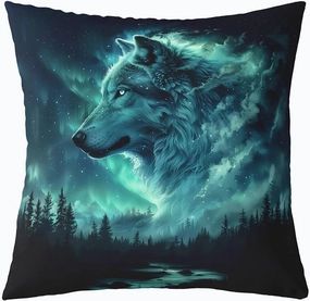 Erosebridal Wolf Galaxy Throw Pillow Cover 18X18 Woodland Wild Animal Pillow Cover Starry Sky Cushion Cover Botanical Trees Wildlife Decorative Pillow Cover Nature Theme Pillow