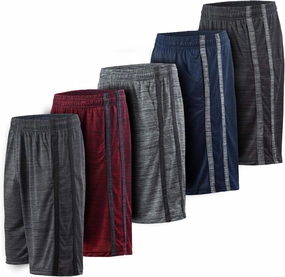 Essential Elements Boys 5-Pack Active Athletic Performance Basketball Shorts with Pockets