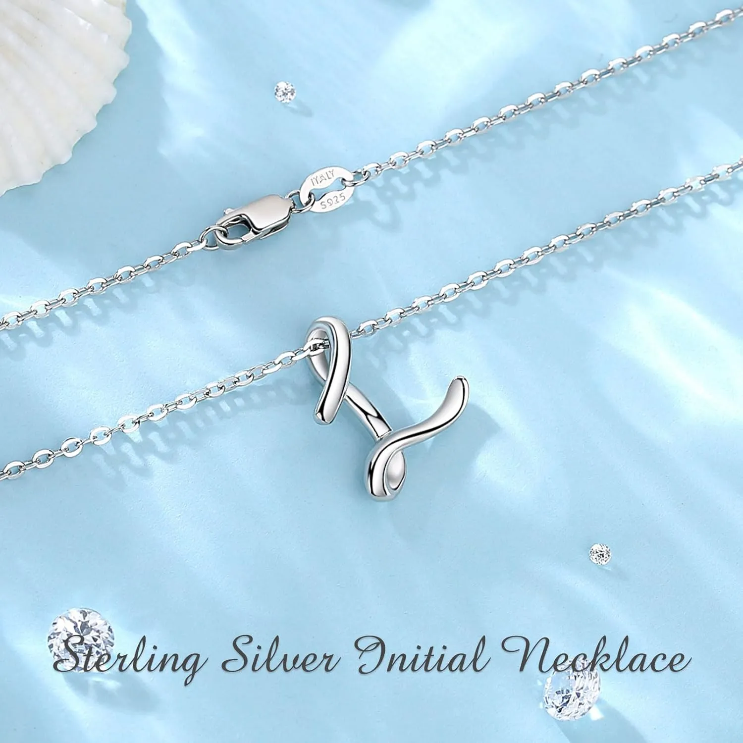 EUDORA Sterling Silver Initial Necklaces for Women, Classic 26 Letter Neckless Gifts for Girls, Sister, Mother Daughter, 18 inch Chain