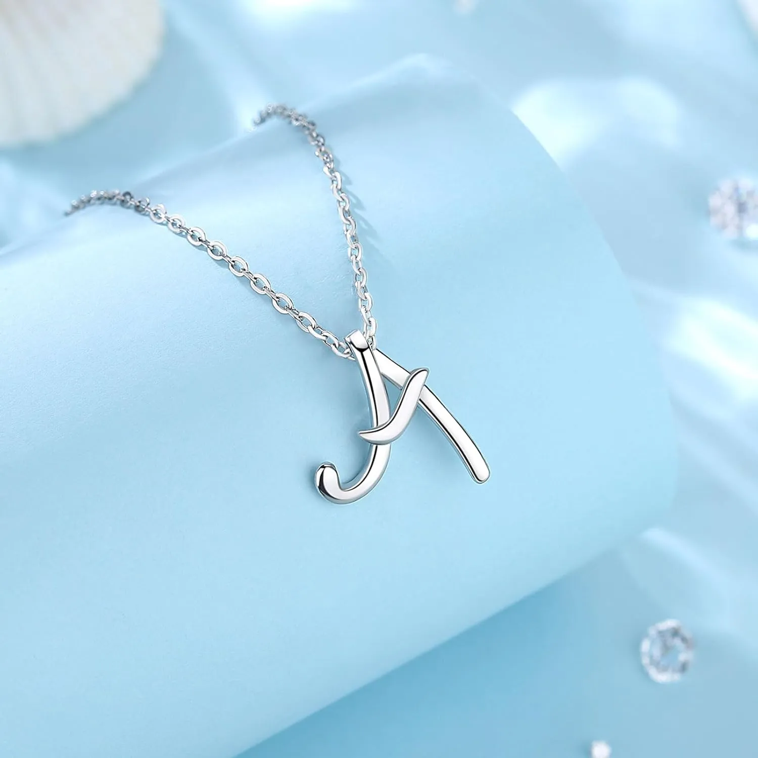 EUDORA Sterling Silver Initial Necklaces for Women, Classic 26 Letter Neckless Gifts for Girls, Sister, Mother Daughter, 18 inch Chain