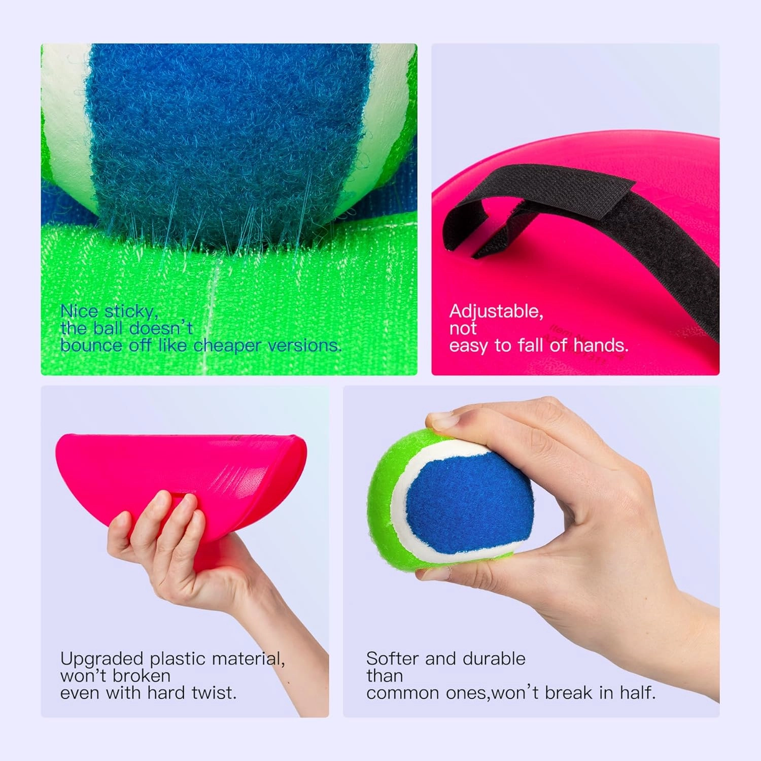 EVERICH Upgraded Toss and Catch Ball Game Set - Indoor and Outdoor Games for Kids 3-12, Beach Sand Pool Water Toy Includes 4 Paddles 4 Sticky Balls, Great Birthday Easter Gifts for Boys Girls