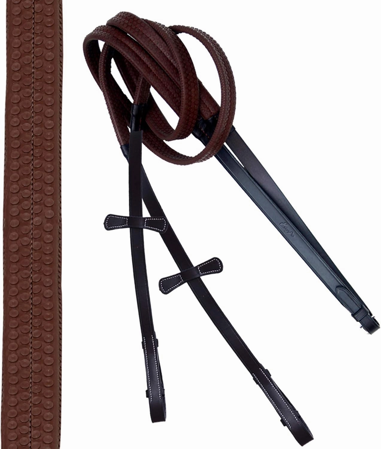 Exion Figure 8 English Jumping Bridle with Soft Padding & Rubber Reins | Anatomical Mono Crown | Grakle Noseband Mexican Bridle with SS Buckles | Premium Horse Bridle for Jumping & Eventing
