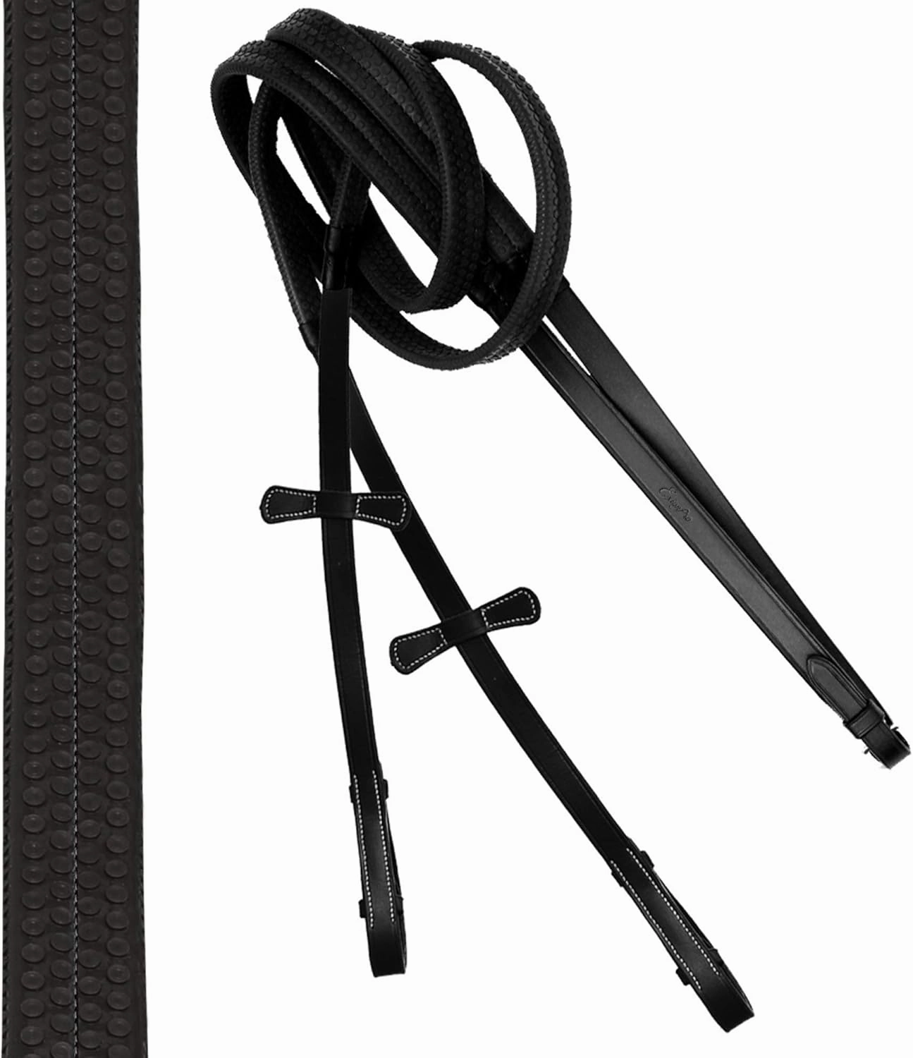 Exion Premium English Leather Figure 8 Bridle with Silver Clincher Noseband & Browband | Soft Padded Anatomical Crown Piece | Rubber Reins | Adjustable Fit | Jumping, Hunter, Eventing