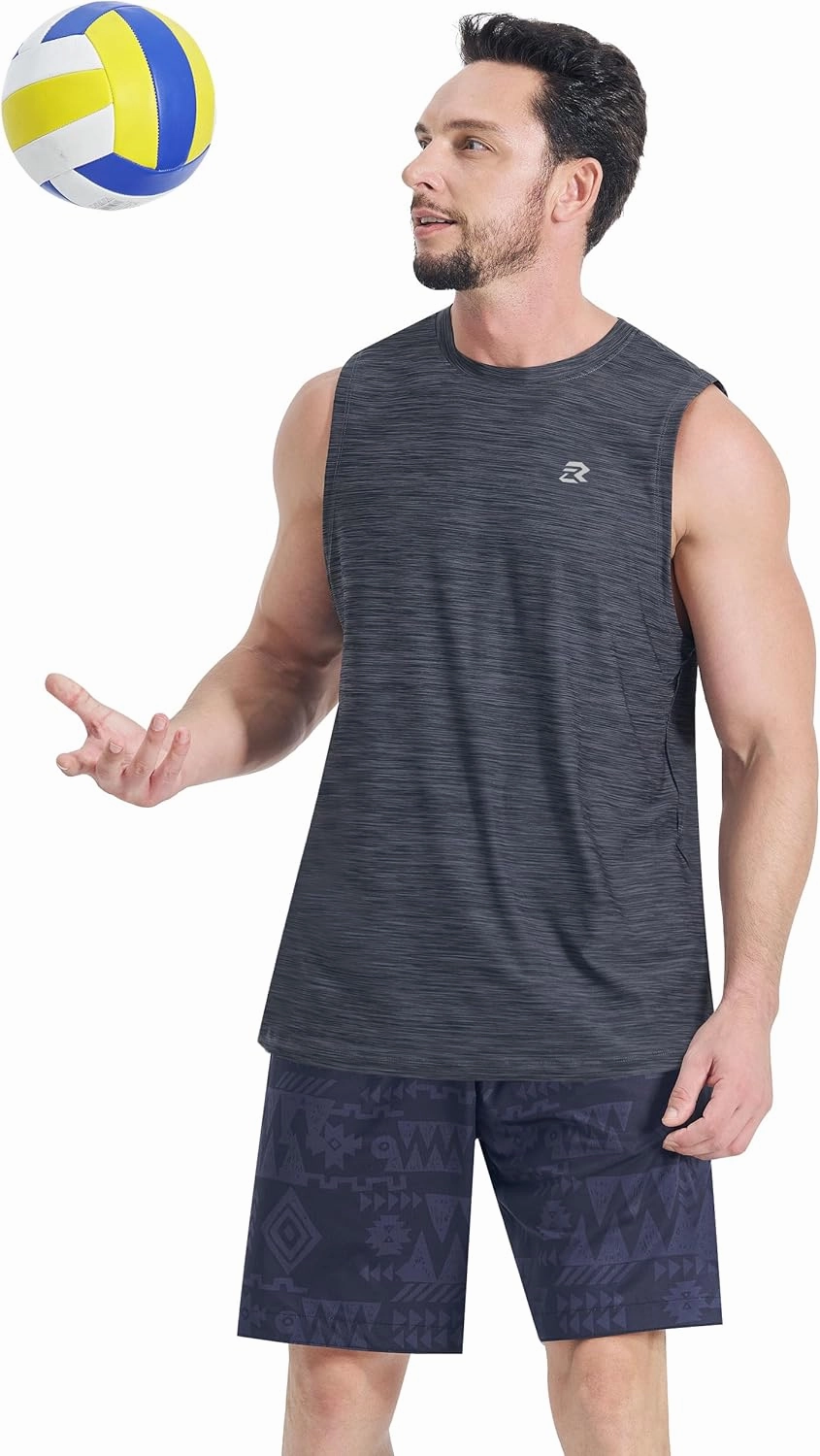 EZRUN Men's Tank Tops Quick Dry Workout Muscle Sleeveless Shirts Summer Gym Athletic Shirt for Swim Beach Running
