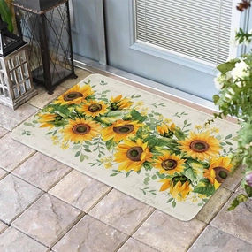 Farmhouse Sunflower Summer Front Door Mat Outside Entrance, Non-Slip Absorbent Welcome Floor Mats, Indoor Outdoor Doormat for Entryway Patio Porch, Home Decor, 16x24in, Vintage Background