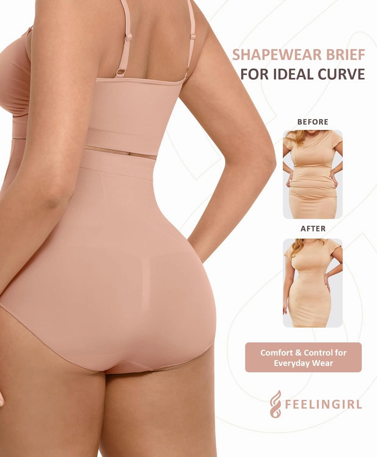 FeelinGirl Body Shaper Tummy Control Shapewear Underwear High Waisted Sculpting Briefs Panty Girdle