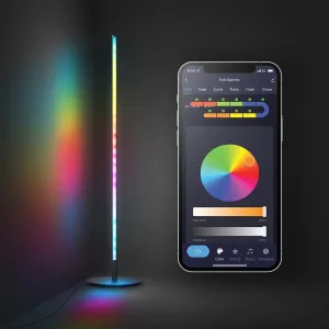 Feit Electric 42" Smart Floor Lamp Color Changing, RGBW, WiFi LED Corner Standing Lamp, Music Sync, Works with Alexa and Google Assistant, Modern Black Aluminum Finish, 8 Watts, FLOOR42/RGB/BLK/AG