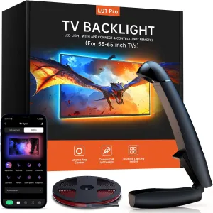 FFJ TV LED Backlight, 14.7ft Cuttable TV Lights That Change with TV for 55-65 Inch Screen and PC Monitor, TV Backlight with Sensor, Smart App Control, Game & Music Sync Color Changing Light
