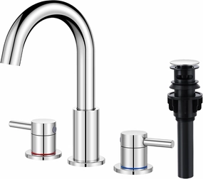 FGKQ Chrome Bathroom Faucet 3 Hole, Widespread Bathroom Faucets for Sink 3 Hole Chrome with Pop-Up Drain Water Supply Lines