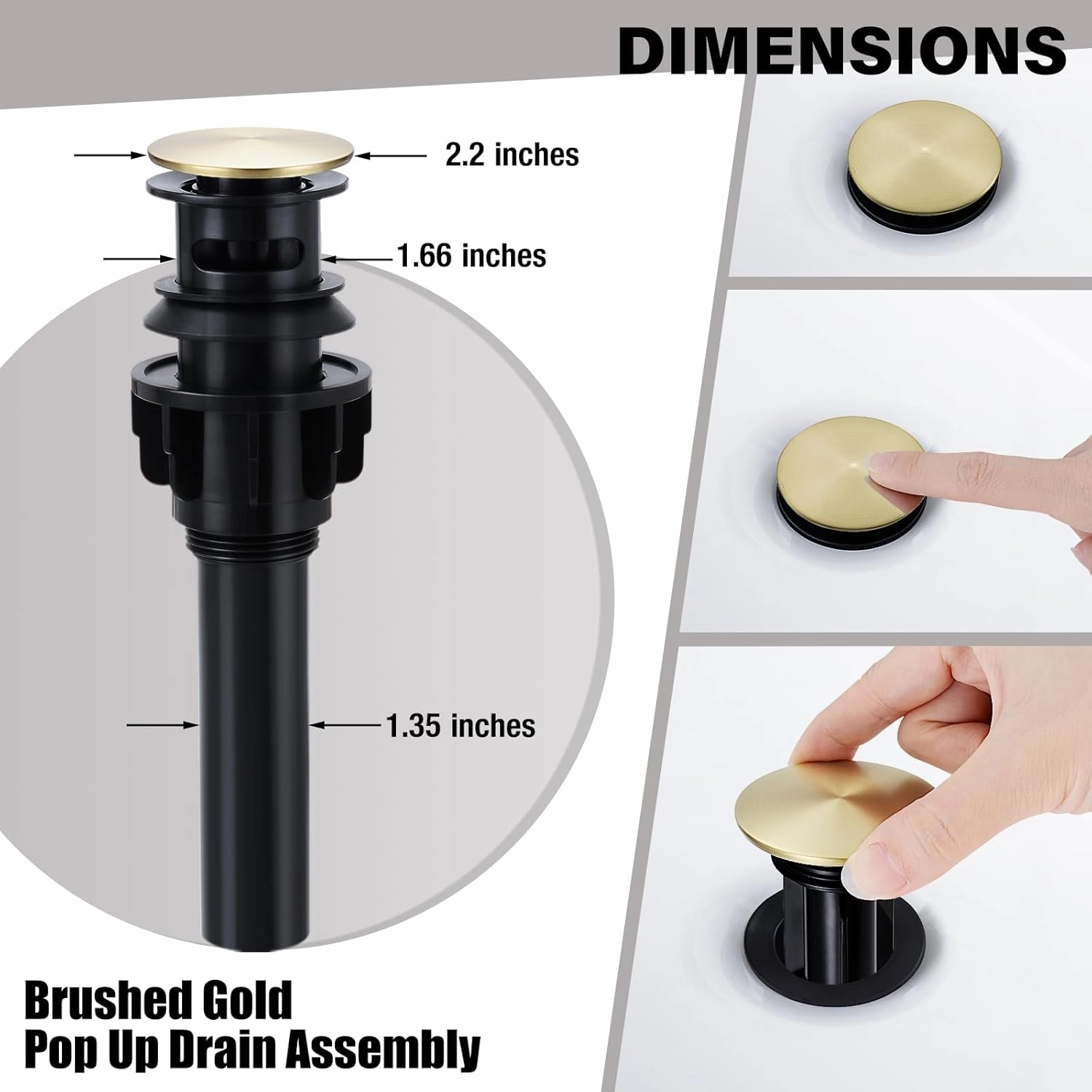 FGKQ Gold Bathroom Sink Faucet 2 Handle 8 Inch 3 Hole Widespread with Valve and Water Supply Hoses, with Overflow Pop Up Drain Assembly, Brushed Gold