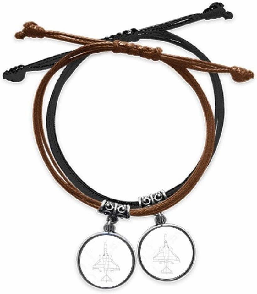 Fighter Aviation Line Art Deco Gift Fashion Bracelet Double Leather Rope Wristband Couple Set Gift