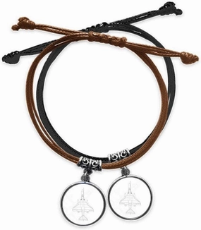 Fighter Aviation Line Art Deco Gift Fashion Bracelet Double Leather Rope Wristband Couple Set Gift