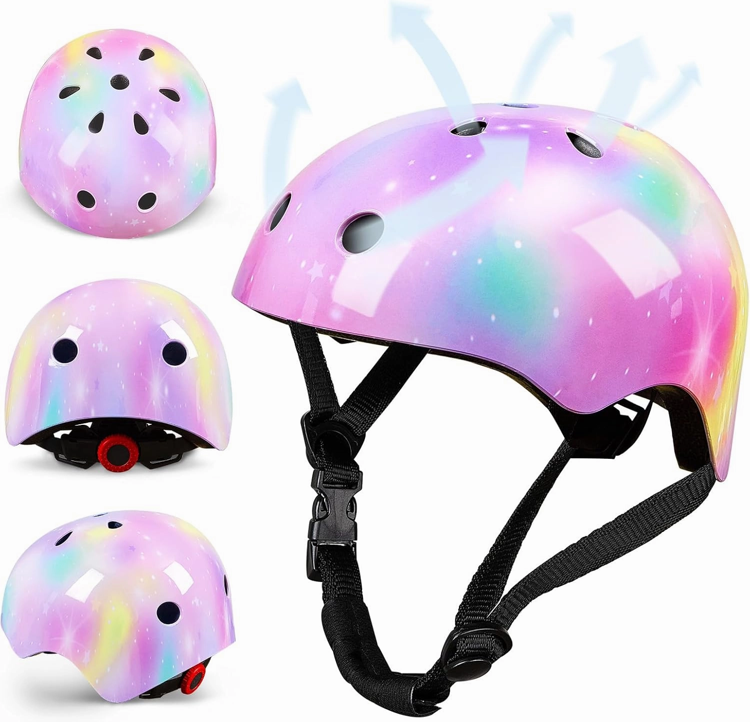 FIODAY Kids Helmet Knee Pads for Kids Unicorn Knee and Elbow Pads Wrist Guards Adjustable Protective Gear Set for Girls Boys Sports Skateboard Inline Skating Scooter