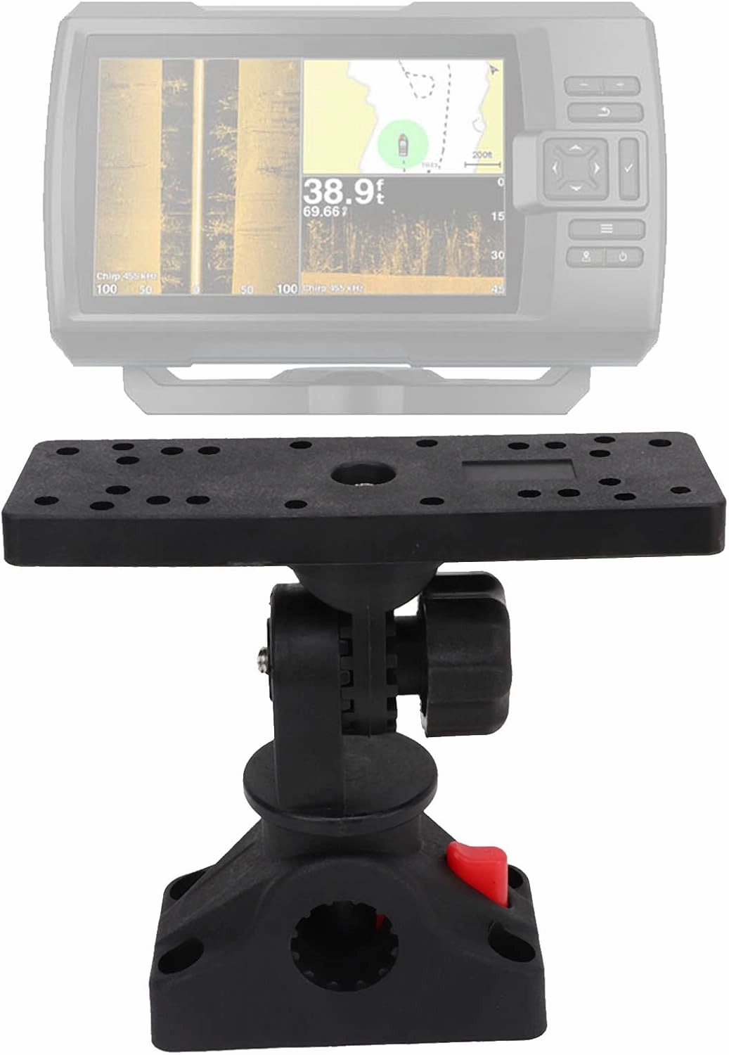 Fish Finder Mount Base, 360° Rotating Fish Finder Holder, Removable Adjustable Boat Fish Finder Electronic Mount, Stable Fish Finder Bracket for Canoe Kayak C Size Ball Adapters