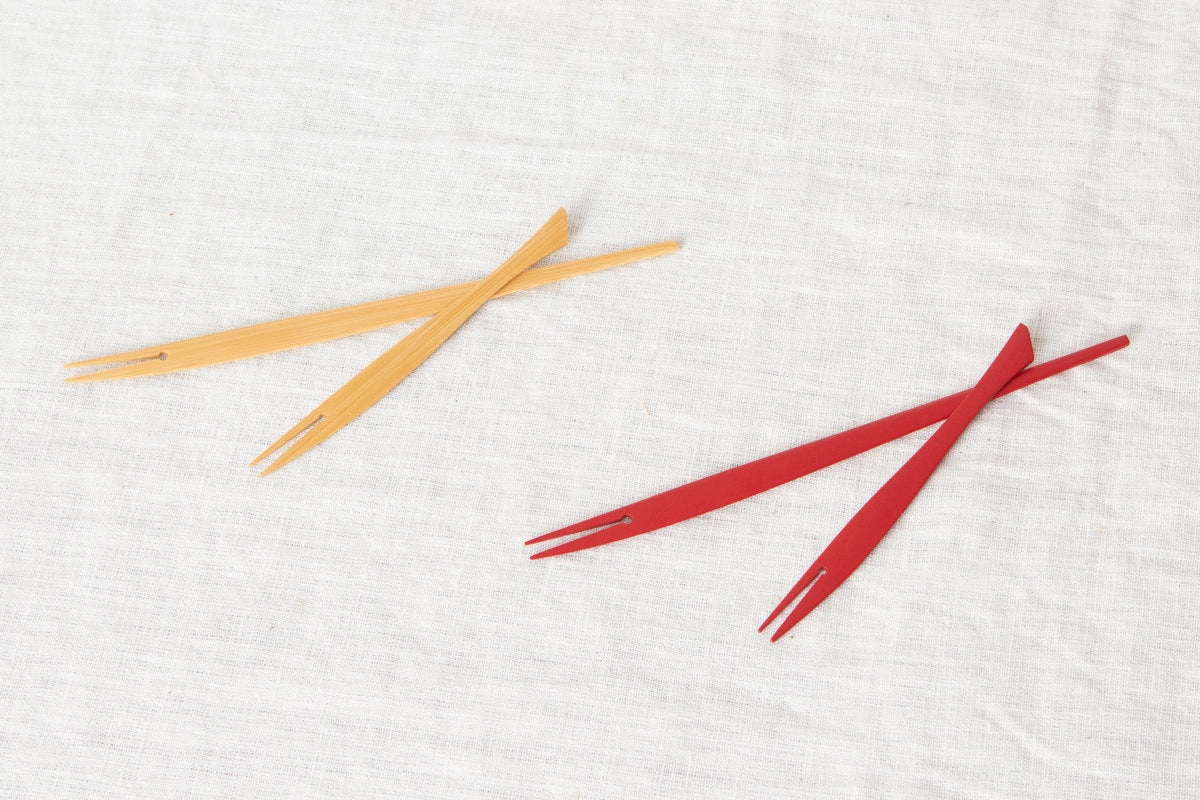 Fish Fork [ Natural, Red ] / Small, Large / Mōsō bamboo / Ōita-JPN 211106
