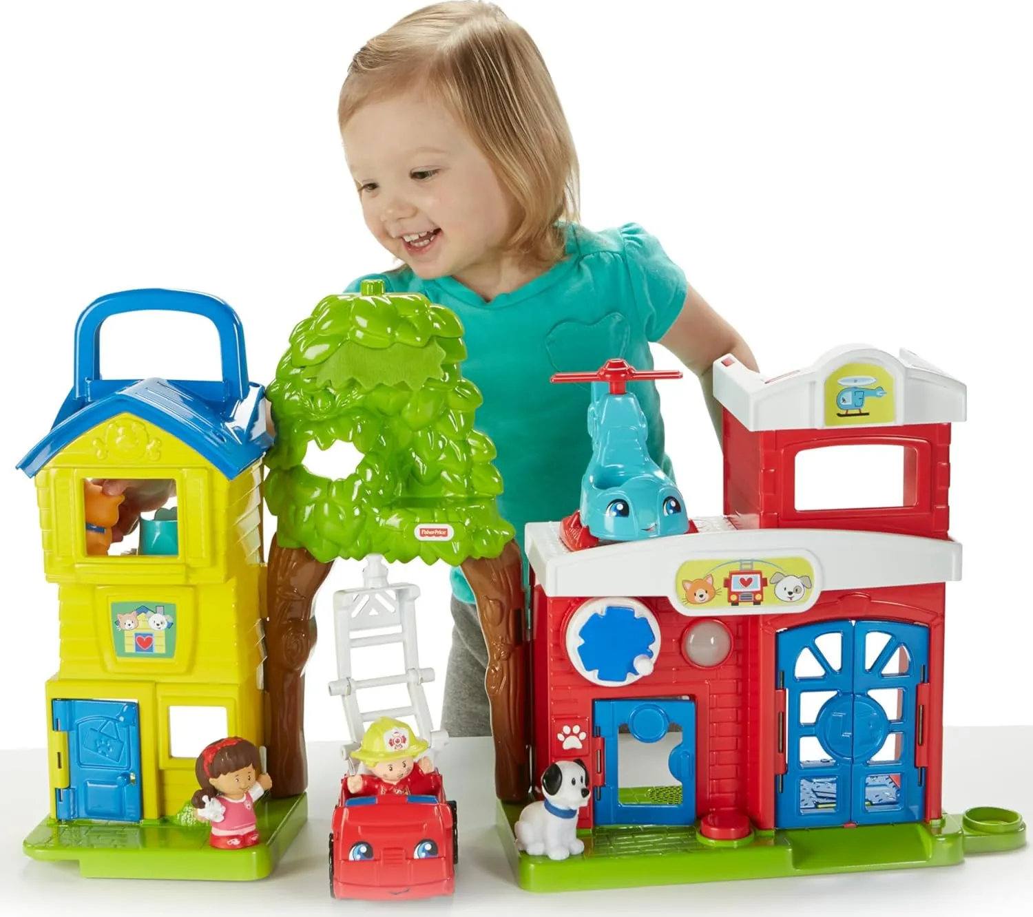 Fisher-Price Little People Toddler Toy Animal Rescue Playset with Lights Sounds Figures & Vehicles for Pretend Play Kids Ages 1  Years​