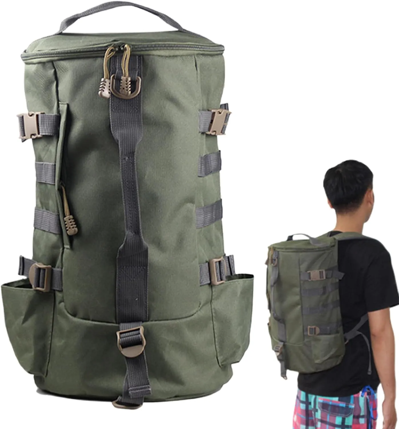 Fishing Backpack - Fishing Tackle Bag, 45cm Box Bag with Rod Holders - Waterproof Oxford Sling Pack with Compartments for Reels, Bait, and Gear for River Fishing, Mountain Trekking, or Lake Camping