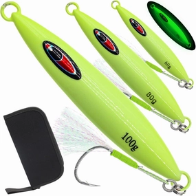 Fishing Jig Lures, Vetical Jigs Spoons Speed Fast Glow Slow Pitch Jigging Lure Deep Sea Fishing Lures for Tuna Walleye Bass Trout Freshwater & Saltwater