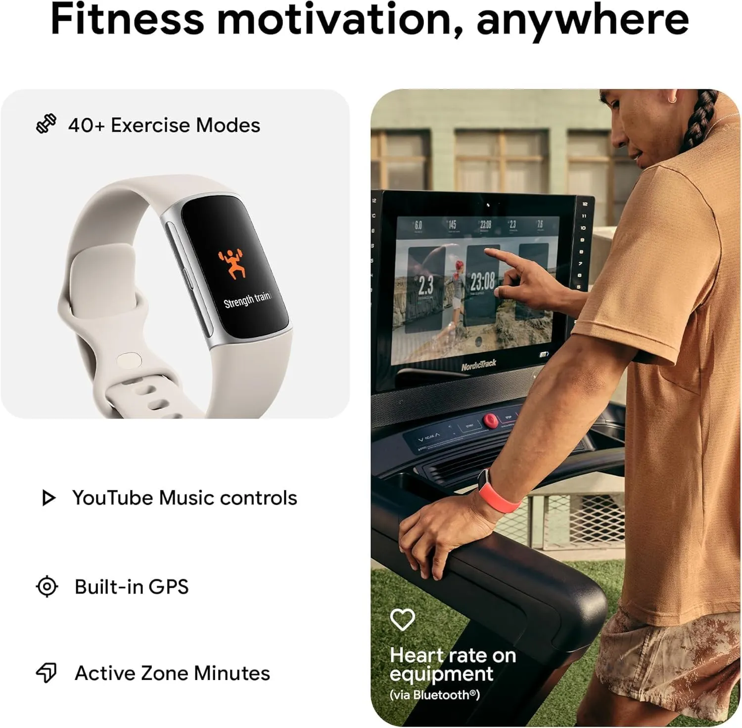 Fitbit Charge 6 Fitness Tracker with Heart Rate, GPS, Premium Membership, Health Tools - Porcelain/Silver, x (Renewed)