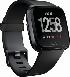 Fitbit Versa Smart Watch, Multisport Tracker, Black/Black Aluminium, One Size (S & L Bands Included) (Renewed)