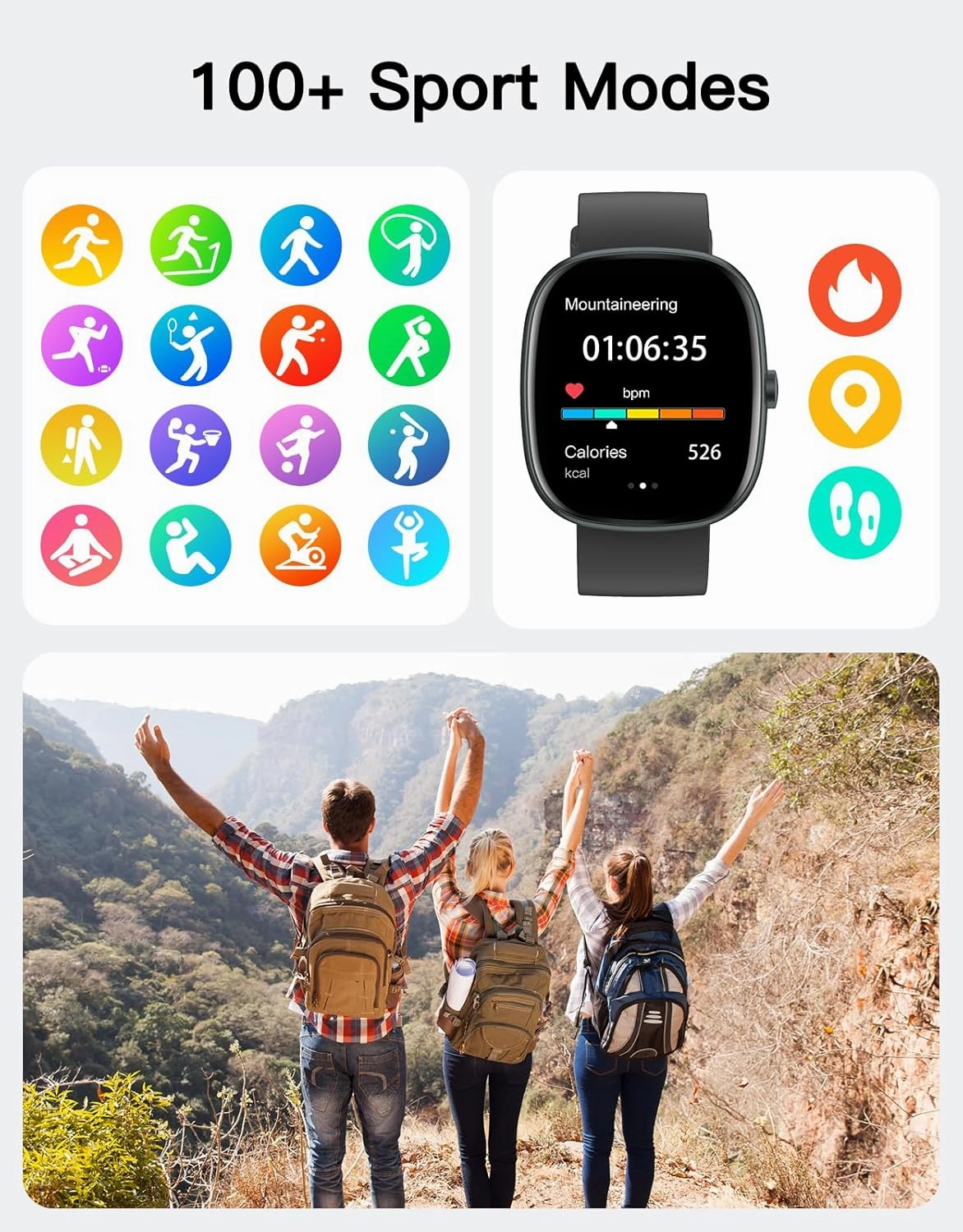 Fitness Tracker 2025 Ver. (Answer/Make Calls), 1.85" Smart Watch Fitness Watches for Women Men with 24/7 Heart Rate Blood Oxygen Monitor Sleep Tracker 100  Sport Modes IP68 Waterproof (Black)