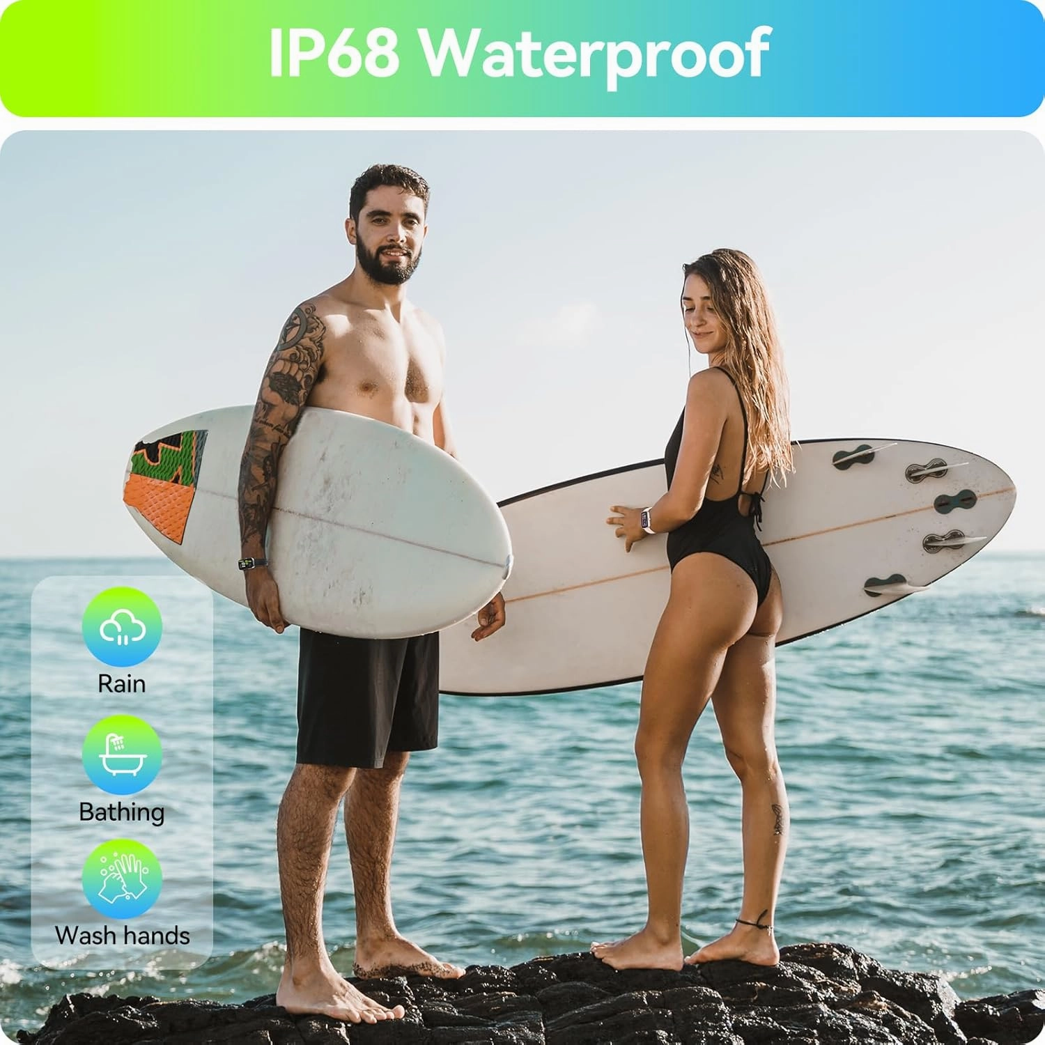Fitness Tracker with Heart Rate Blood Oxygen Sleep Monitor, IP68 Waterproof Activity & Fitness Trackers Pedometer, Fitness Watches for Women Men, Step Counter Wrist 5.5''-7.8''