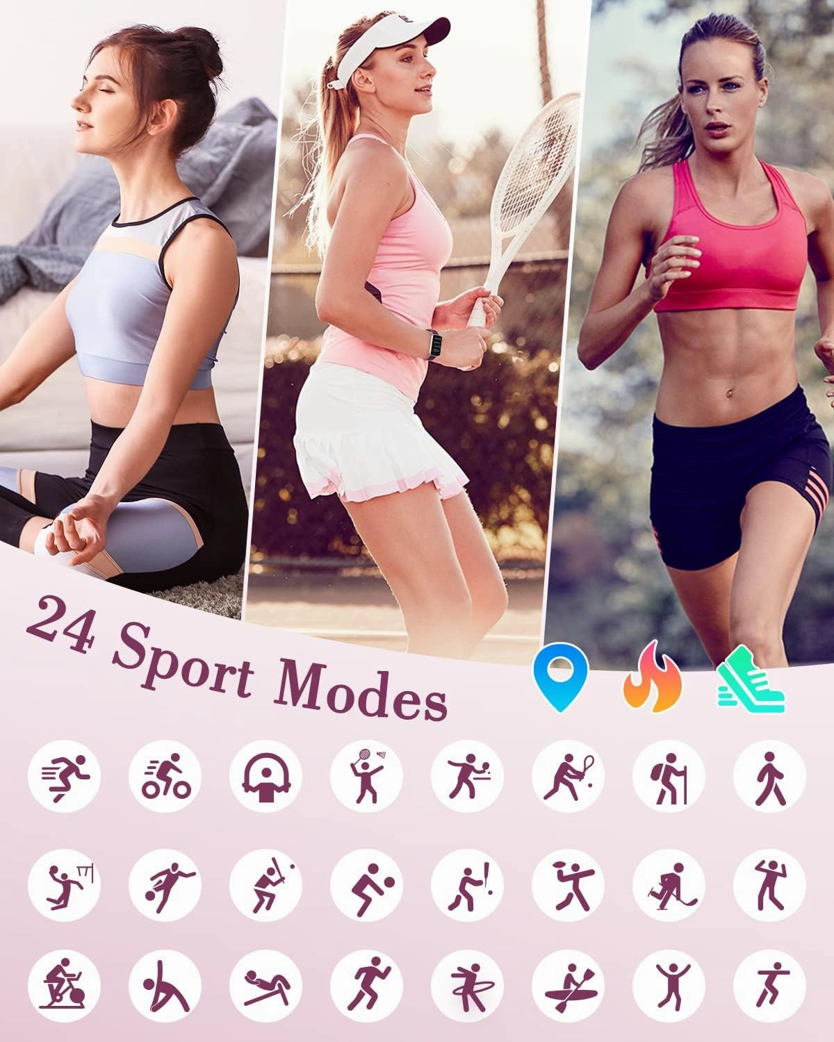 Fitness Watches for Women, LYNN2 Fitness Tracker with Heart Rate Monitor Blood Oxygen/Sleep Tracker Pedometer, Slim Step Tracker Watch for iOS/Android Phones Waterproof Purple