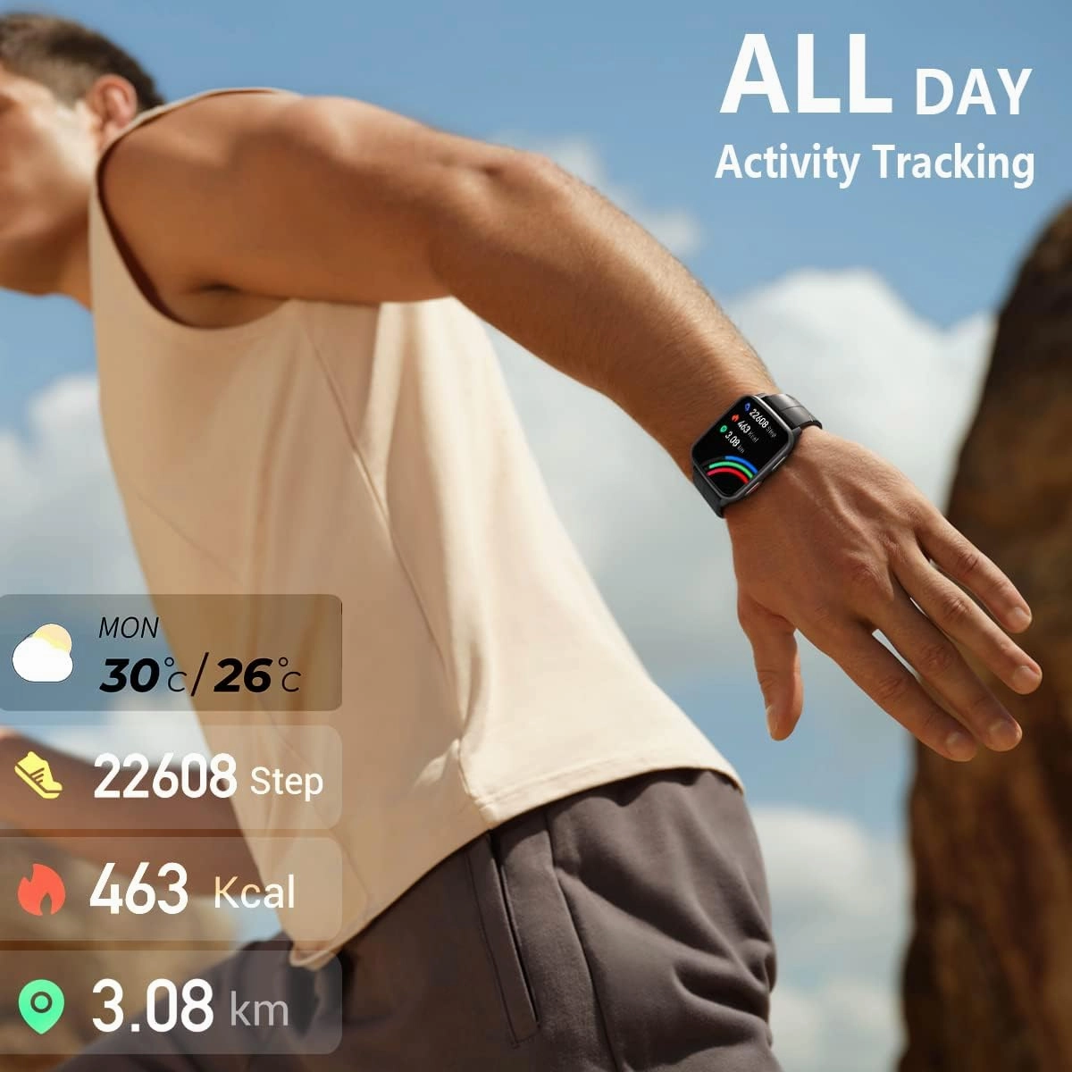 FITVII Fitness Tracker, Smart Watch with 24/7 Blood Pressure Heart Rate and Blood Oxygen Monitor, Sleep Tracker with Calorie Step Counter, IP68 Waterproof Activity Tracker for Women Men Android iOS