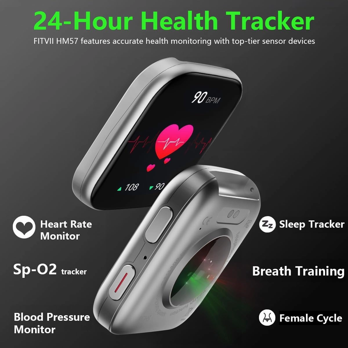 FITVII Health & Fitness Tracker 2024 (Answer/Make Calls), Smart Watch with 24/7 Heart Rate and Blood Pressure, Sleep Tracking, Blood Oxygen Monitor, 120  Sport Mode Waterproof Activity Tracker