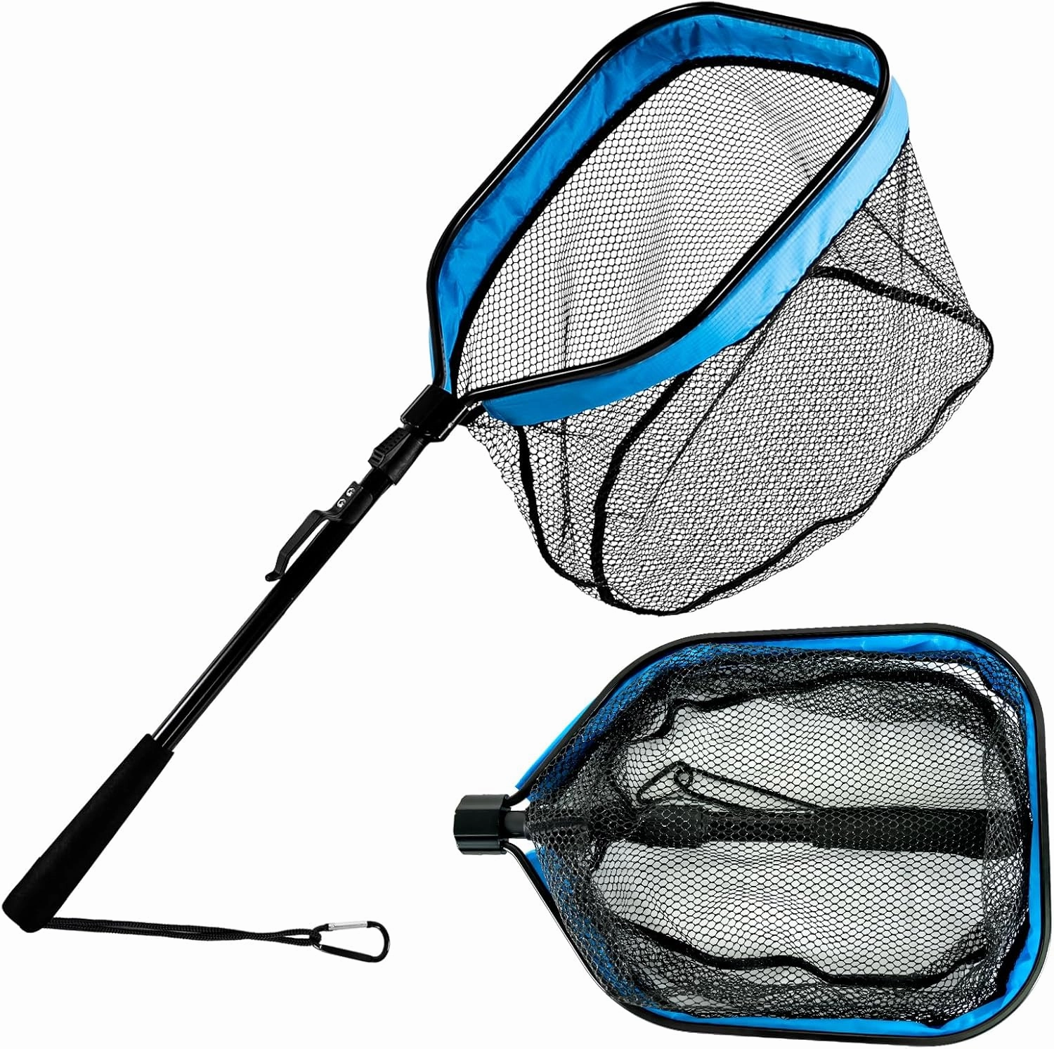 Floating Fishing Net for Steelhead, Salmon, Fly, Kayak, Bass,Trout Fishing, Catfish, Rubber Fish Net for Easy Catch & Release,Fishing Gear with Telescoping Handle Easy Transportation & Storage