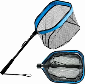 Floating Fishing Net for Steelhead, Salmon, Fly, Kayak, Bass,Trout Fishing, Catfish, Rubber Fish Net for Easy Catch & Release,Fishing Gear with Telescoping Handle Easy Transportation & Storage