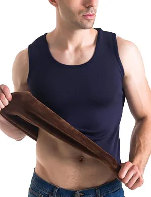 Flygo Mens Cotton Winter Warm Thermal Tank Top Fleece Lined Underwear Sleeveless Vest