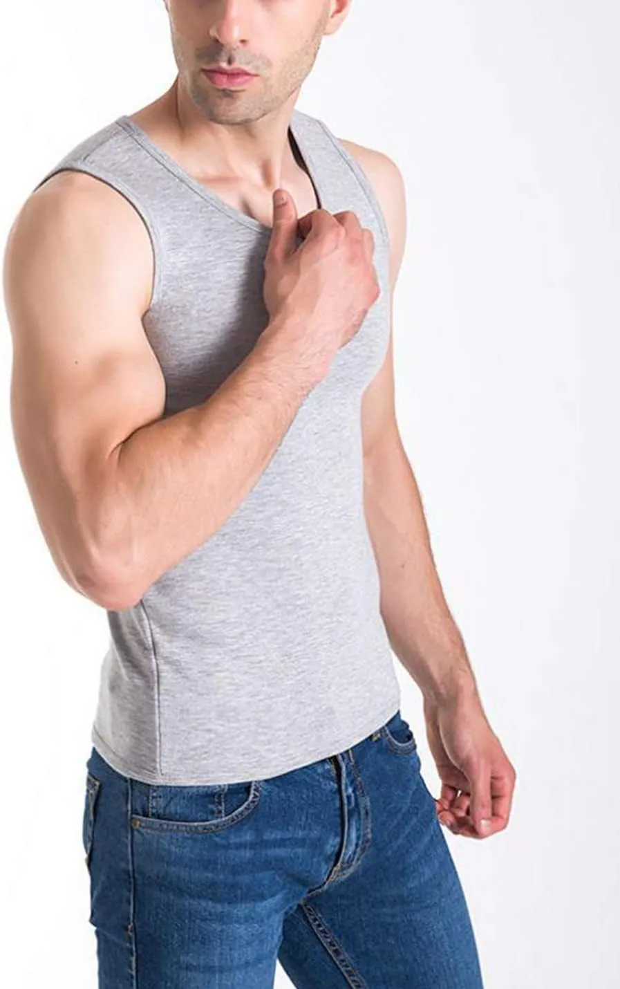 Flygo Mens Cotton Winter Warm Thermal Tank Top Fleece Lined Underwear Sleeveless Vest