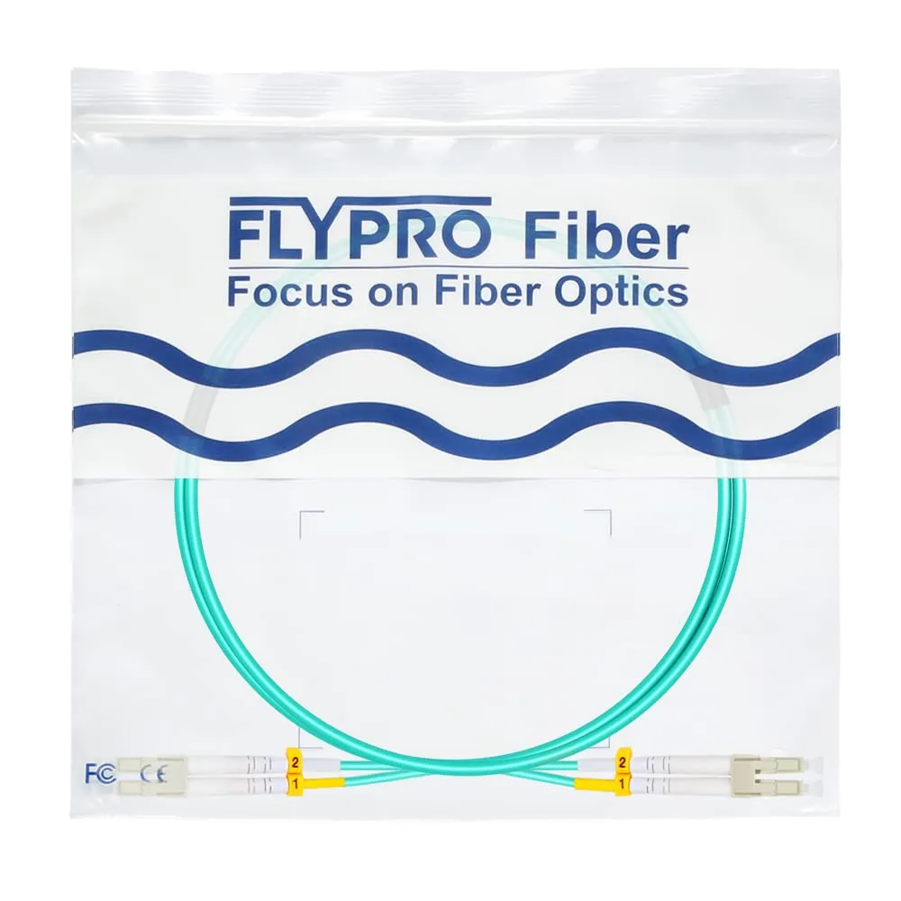 FLYPROFiber- LC to LC Fiber Patch Cable OM3 0.2M, Length Options: 0.2m-200m, 10GB Multimode Duplex 50/125um Fiber Optic Cable Cord LSZH-0.2Meter(7inch), 10pack