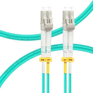 FLYPROFiber- LC to LC Fiber Patch Cable OM3 0.2M, Length Options: 0.2m-200m, 10GB Multimode Duplex 50/125um Fiber Optic Cable Cord LSZH-0.2Meter(7inch), 10pack