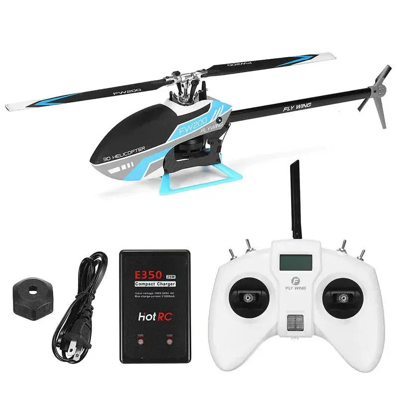 FLYWING FW200 RC Helicopter 6CH 3D Acrobatics GPS Altitude Hold One-key Return APP Adjust RTF With H1 V2 Flight Control System