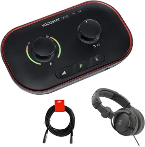 Focusrite Vocaster One Podcasting Interface Bundle with Polsen HPC-A30-MK2 Studio Monitor Headphones and XLR-XLR Cable