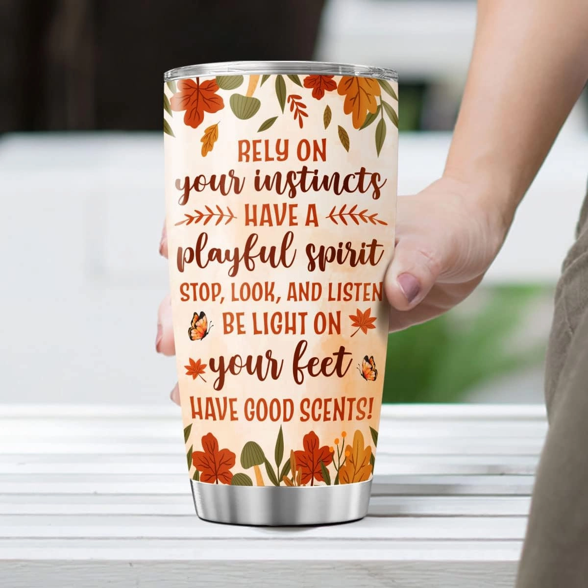 Fox Stainless Steel Tumbler For Women Girls Animal Lovers Coffee Mugs 20 Oz Double Walled Travel Mug Funny Quote Insulated Tea Cups Inspirational Sayings Birthday Gifts