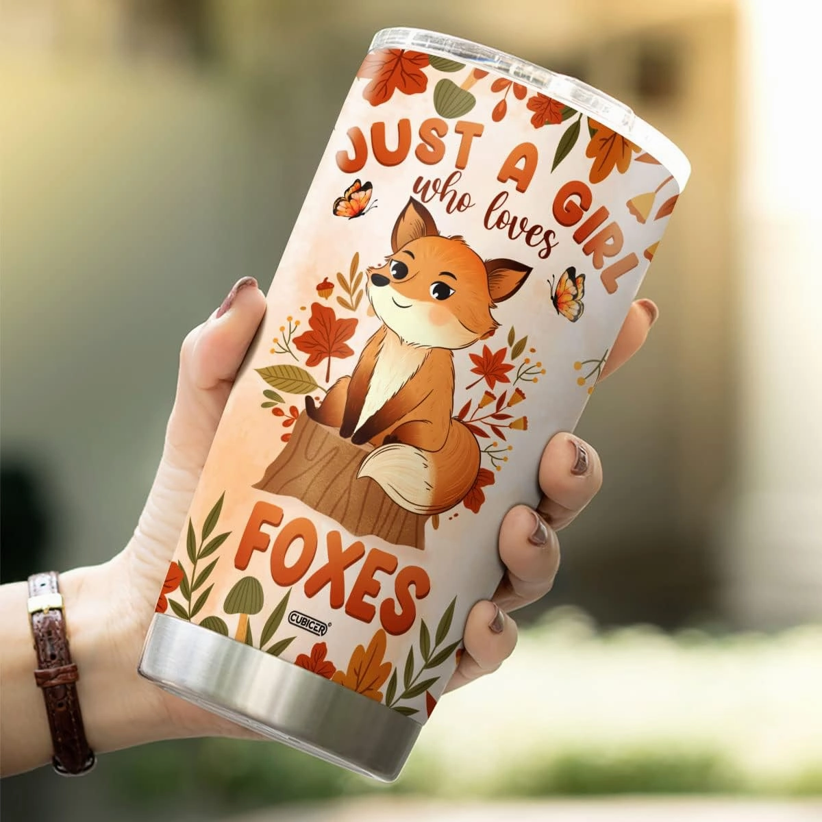 Fox Stainless Steel Tumbler For Women Girls Animal Lovers Coffee Mugs 20 Oz Double Walled Travel Mug Funny Quote Insulated Tea Cups Inspirational Sayings Birthday Gifts