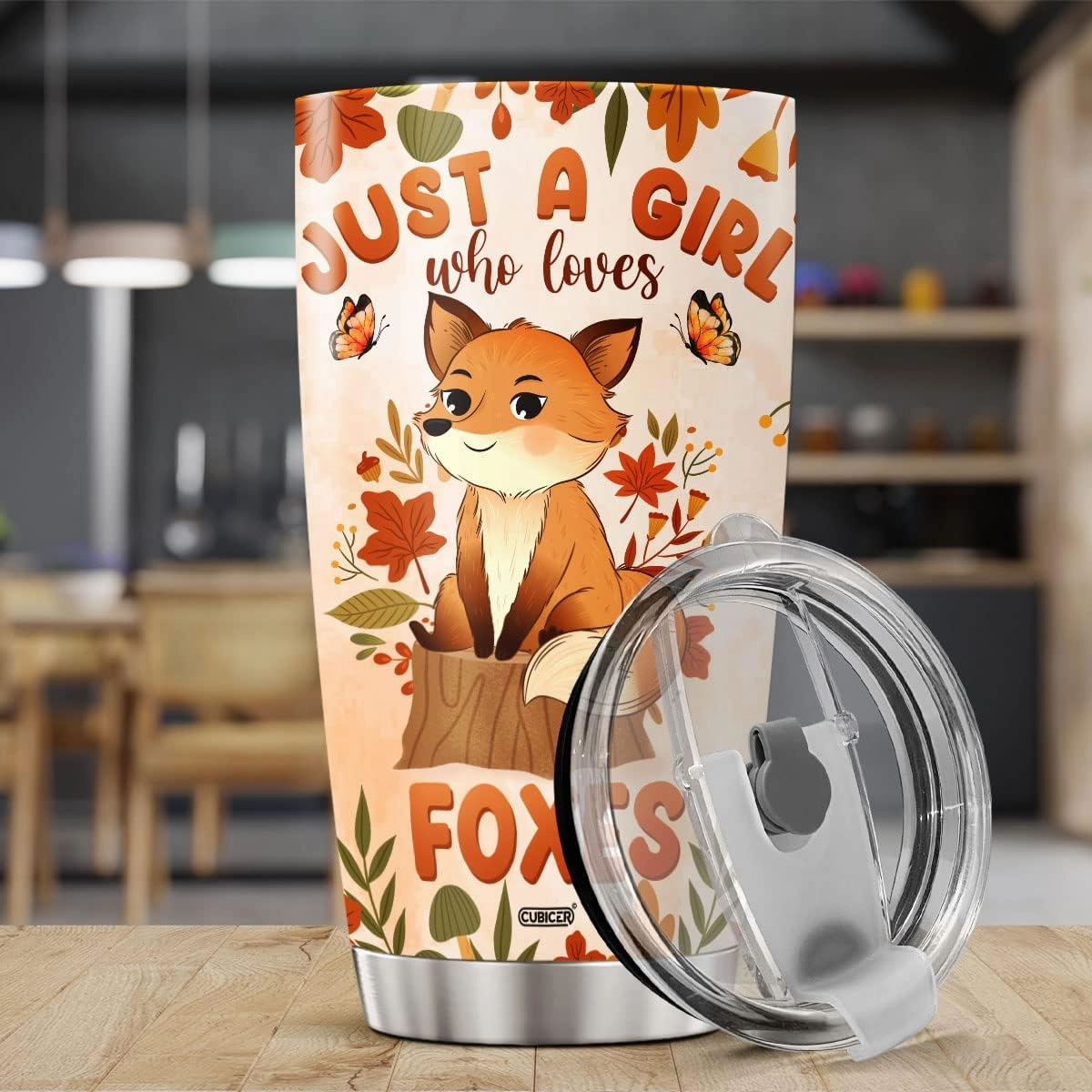 Fox Stainless Steel Tumbler For Women Girls Animal Lovers Coffee Mugs 20 Oz Double Walled Travel Mug Funny Quote Insulated Tea Cups Inspirational Sayings Birthday Gifts