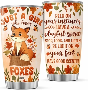 Fox Stainless Steel Tumbler For Women Girls Animal Lovers Coffee Mugs 20 Oz Double Walled Travel Mug Funny Quote Insulated Tea Cups Inspirational Sayings Birthday Gifts