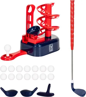 Franklin Sports PGA Tour Kids Golf Tee Trainer Toy - Plastic Youth Golf Set with Automatic Ball Feeder - Includes (1) Righty   Lefty Adjustable Club, (15) Balls, and (1) Tee - Ages 3 