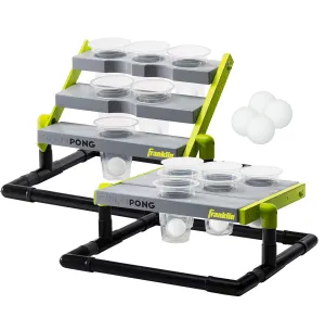 Franklin Sports Stadium Cup Pong Set - Jumbo 6 Cup Pong Game Set with Cups   Stand - Fun Indoor   Outdoor Tailgate Game