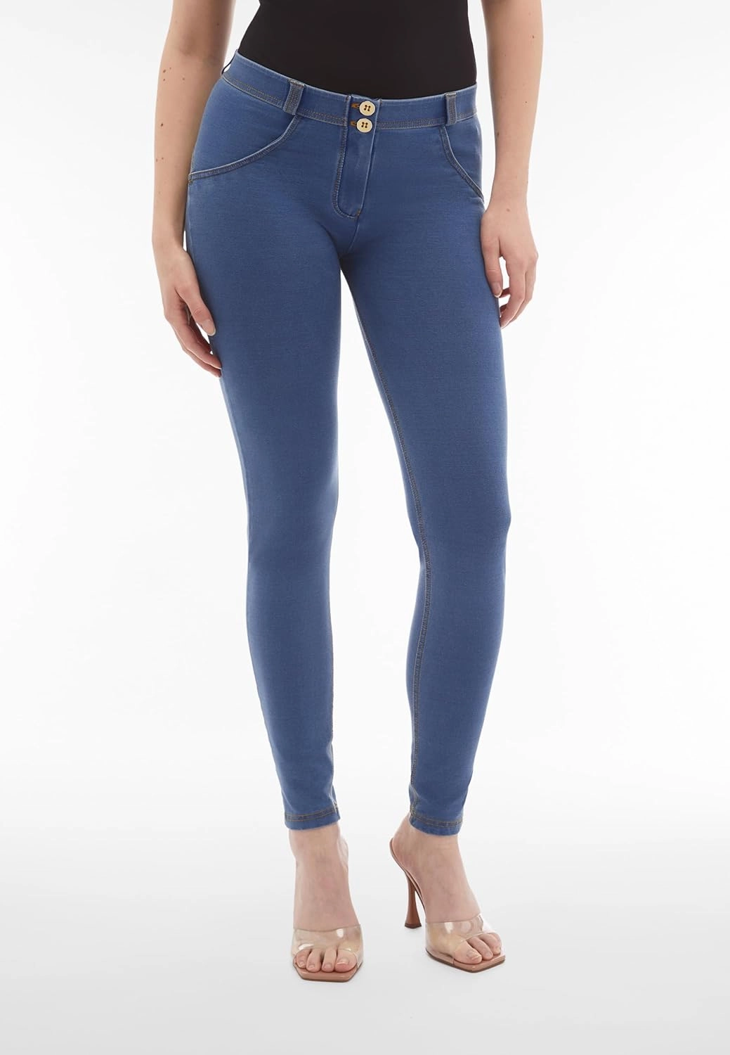 FREDDY WR.UP Denim Butt Lifting Jeans for Women - Mid Rise Full Length Shaping Stretchy Pants for Women