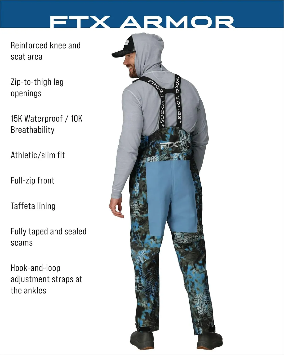 FROGG TOGGS Men's FTX Armor Premium Waterproof Rain, Fishing Bibs