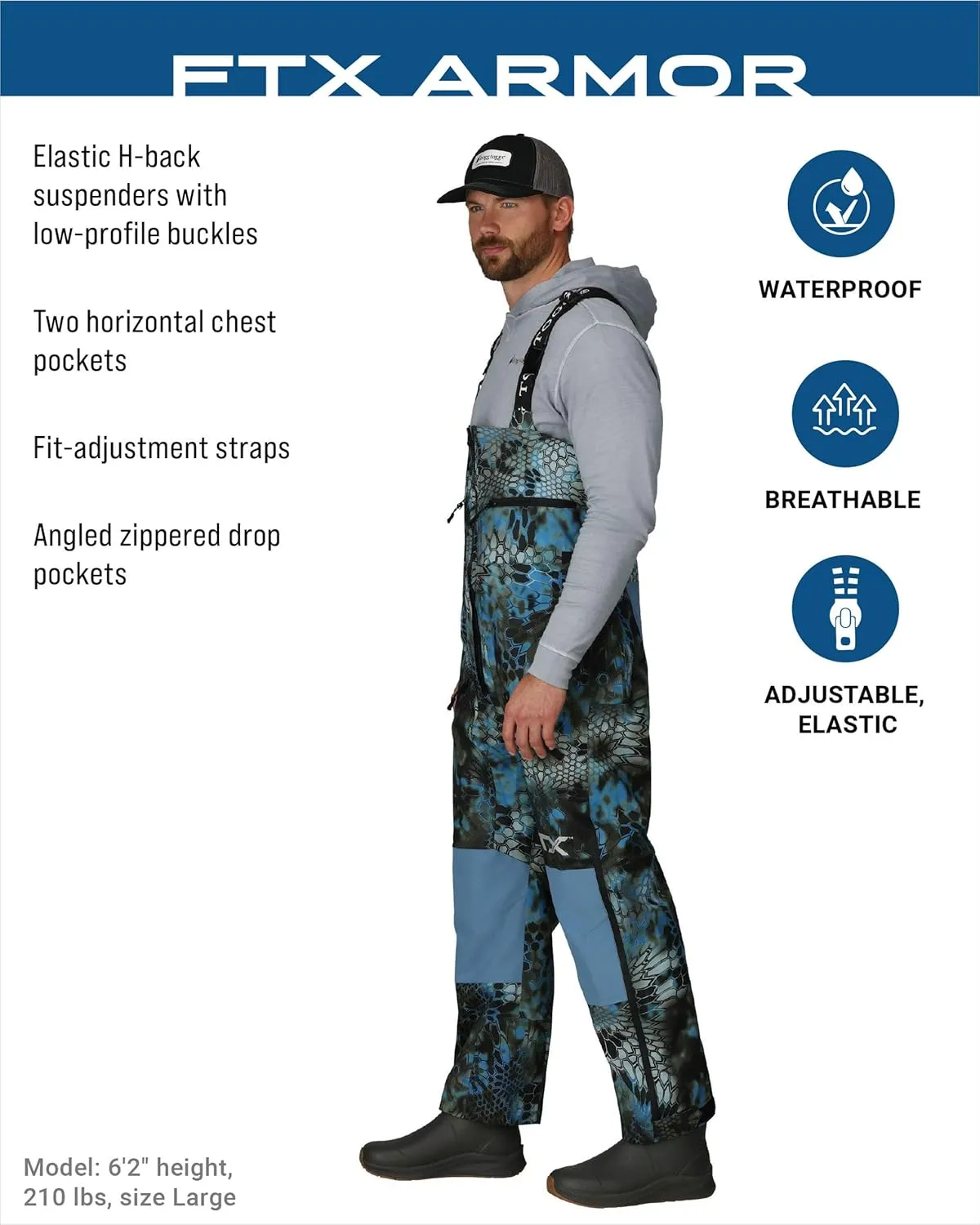 FROGG TOGGS Men's FTX Armor Premium Waterproof Rain, Fishing Bibs
