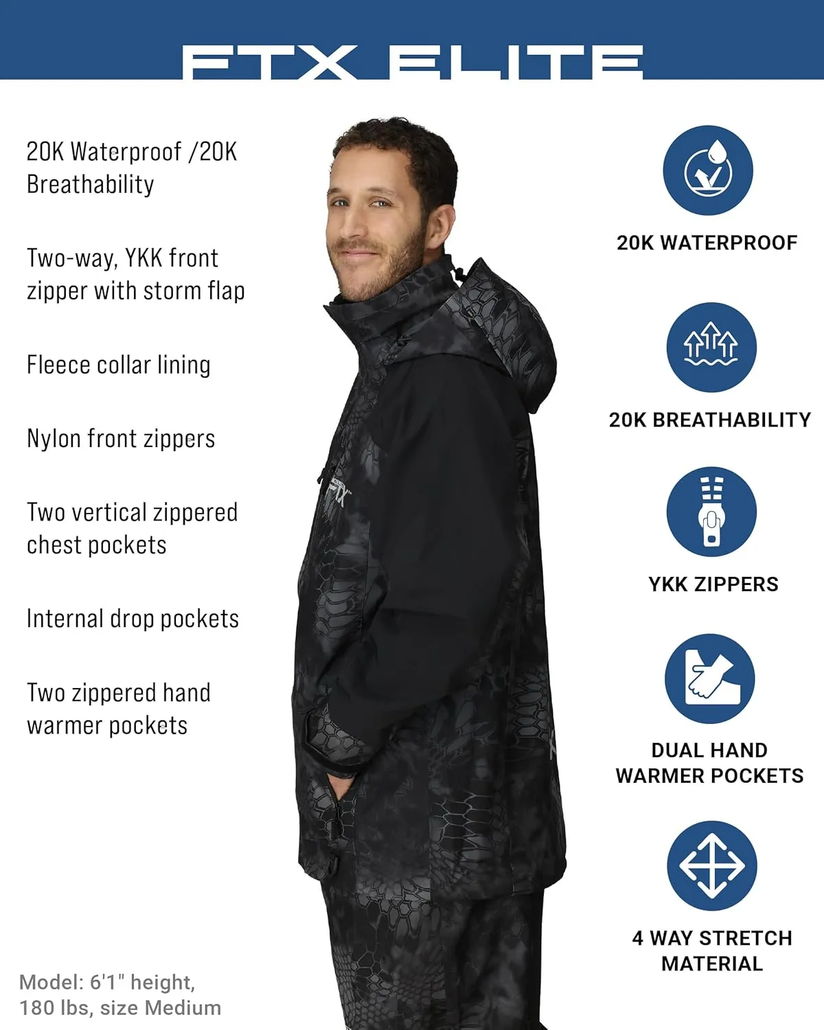 FROGG TOGGS Men's Ftx Elite Ultra Performance Waterproof Angler Fishing Rain Jacket